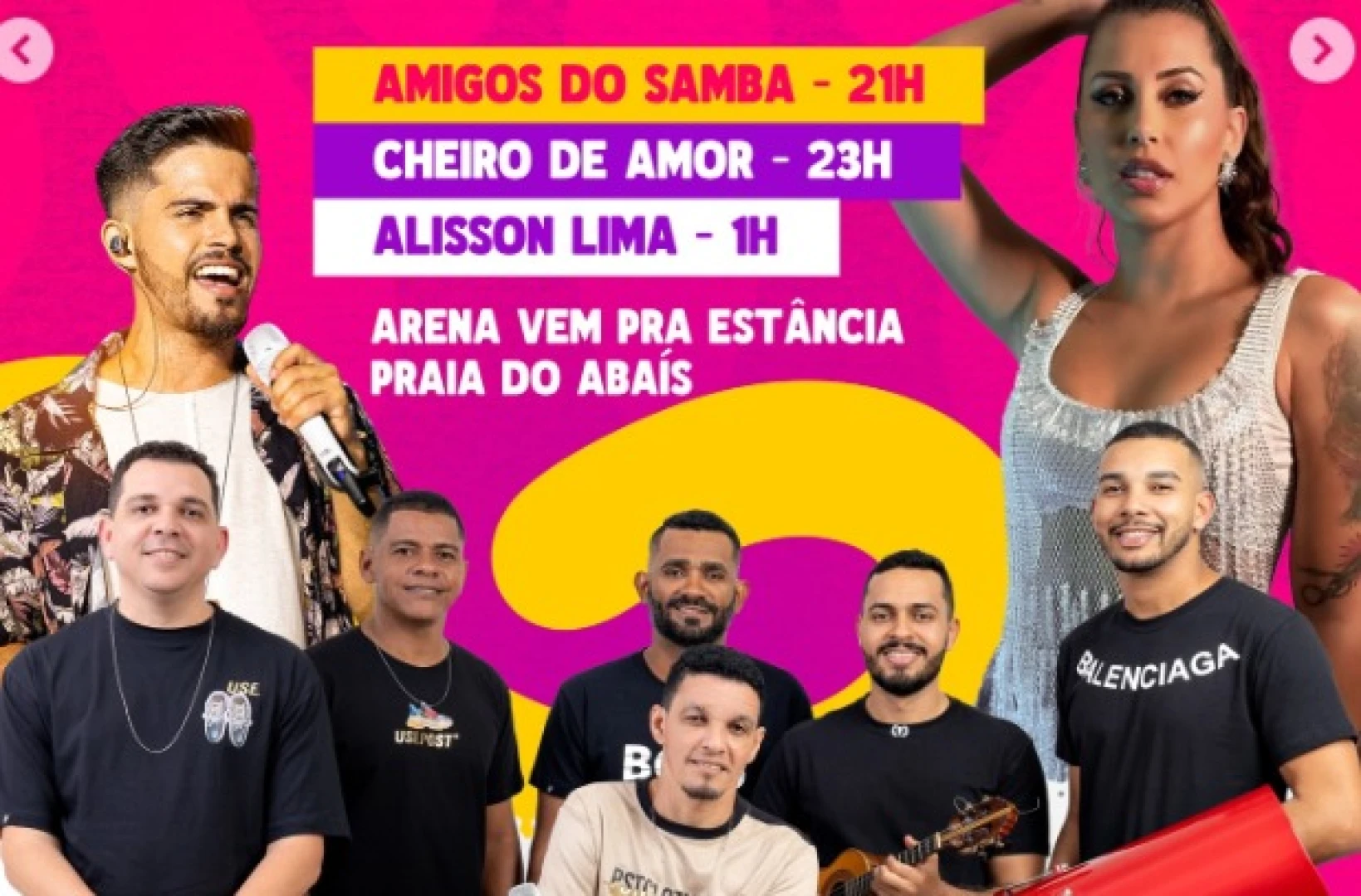 Amigos do Samba, Cheiro de Amor e Alisson Lima animam a segunda (16) na Praia do Abaís