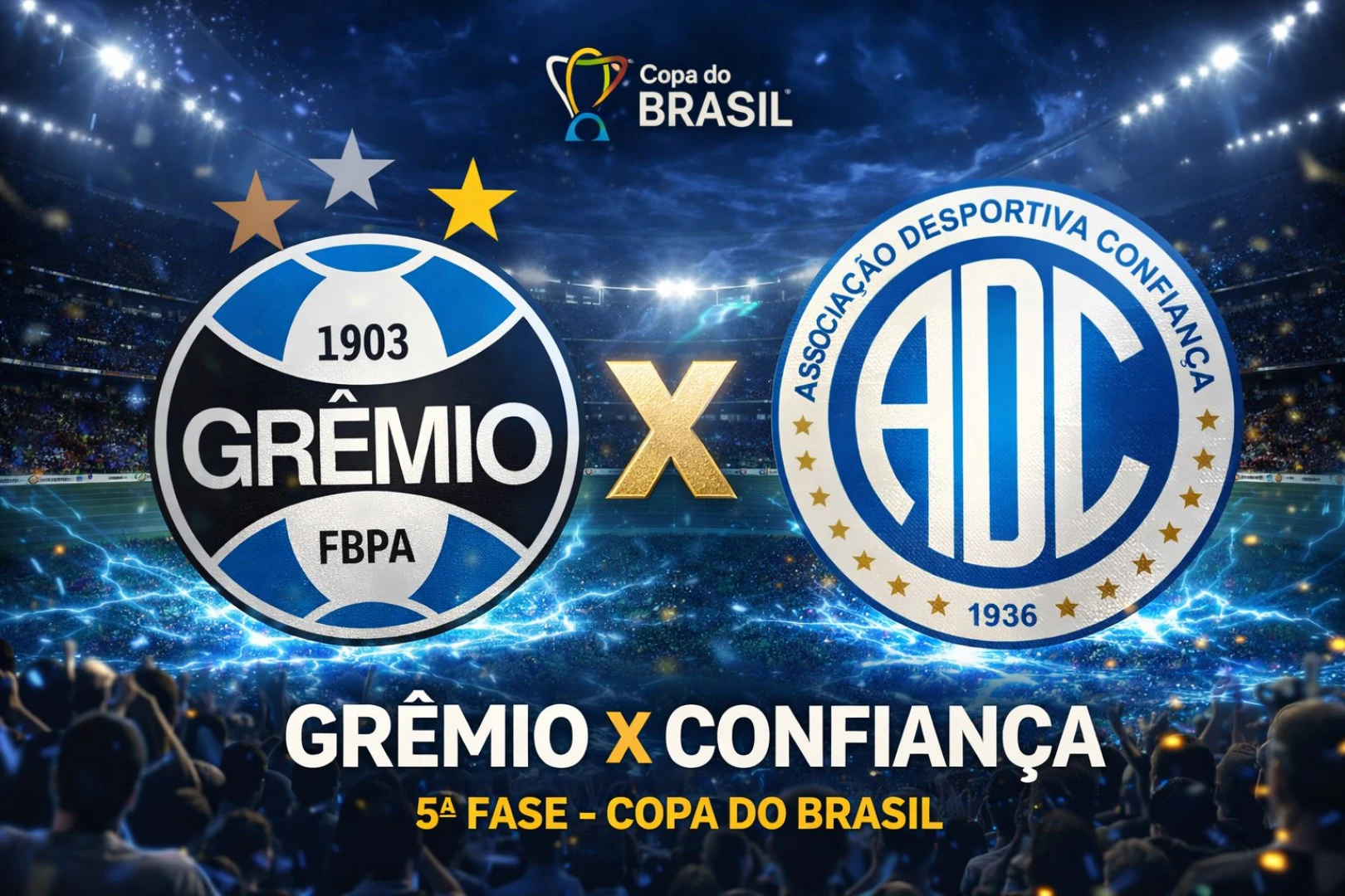 Confiança encara o Grêmio na 5ª fase da Copa do Brasil 2026 e decide em casa